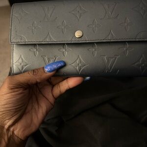 Louis Vuitton Matte Vernis Monogram Long Wallet. Navy Blue